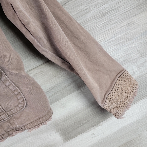 Vintage A.M.I. Distressed Crochet Light Brown Khaki Jacket Women’s Size Small - Picture 7 of 15
